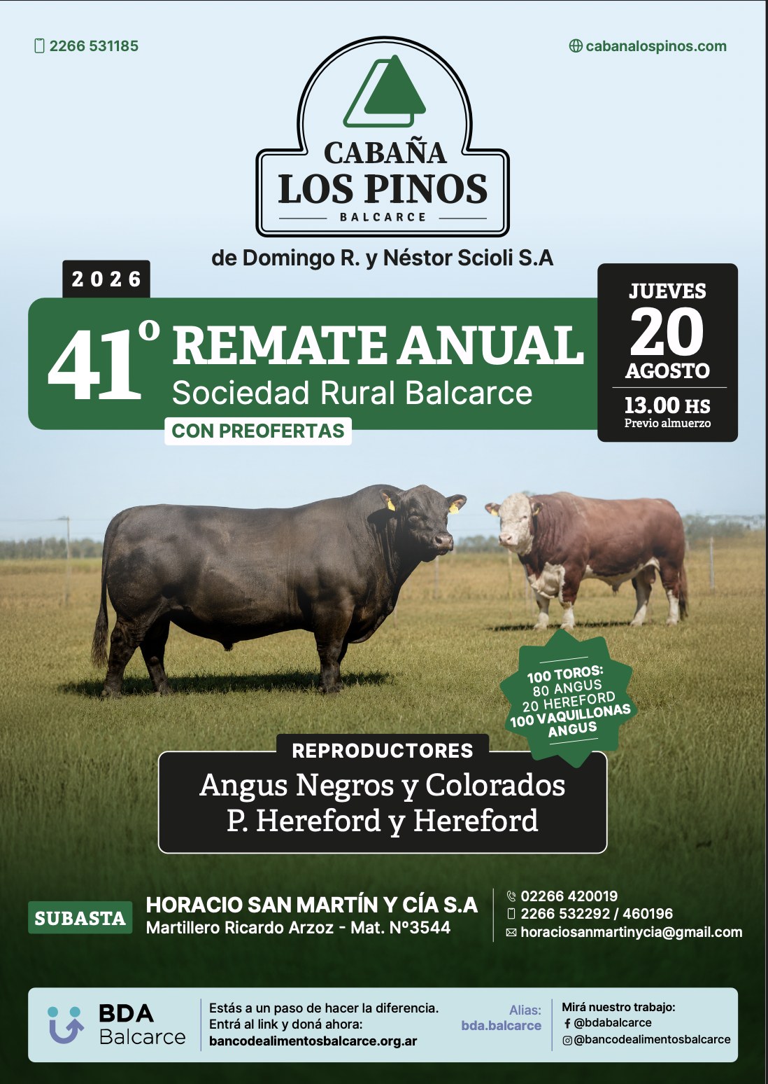 Afiche del 41° Remate Anual de Cabaña Los Pinos